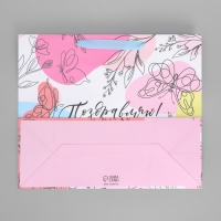 Пакет подарочный крафтовый с пластиковым окном, упаковка, &laquo;Поздравляю&raquo;, 31 х 26 х 10 см