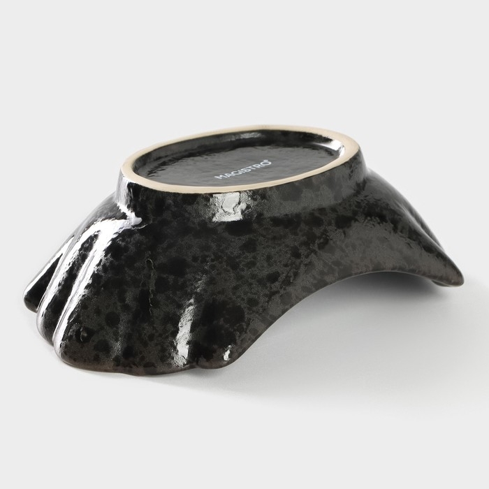 Салатник фарфоровый Magistro &laquo;Ночной дождь&raquo;, 13&times;8&times;4,5 см, цвет чёрный