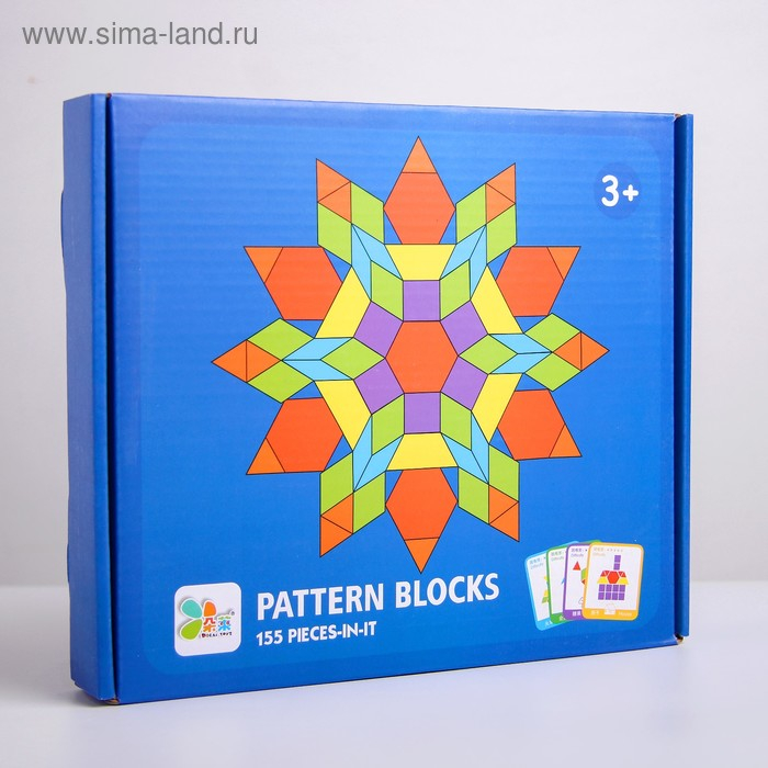 Деревянная игрушка &laquo;Развивающий геометрический пазл&raquo;, 24,5 &times; 21,3 &times; 4 см, 24 карточки, 155 деталей