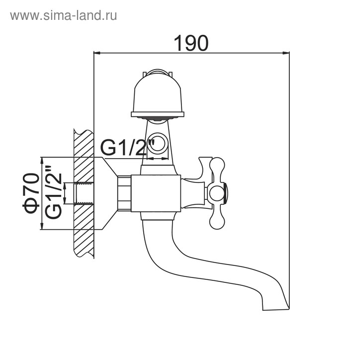 Cмеситель для ванны Accoona A6070, двухвентильный, латунь, хром Cмеситель для ванны Accoona A6070, двухвентильный, латунь, хром