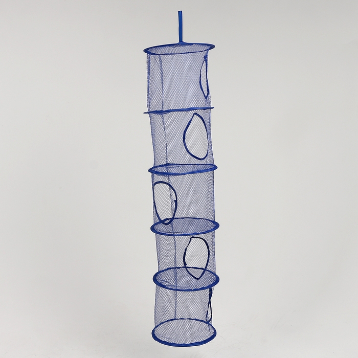 Корзина подвесная для игрушек, 5 секций, синего цвета, 27 &times; 27 &times; 110 см