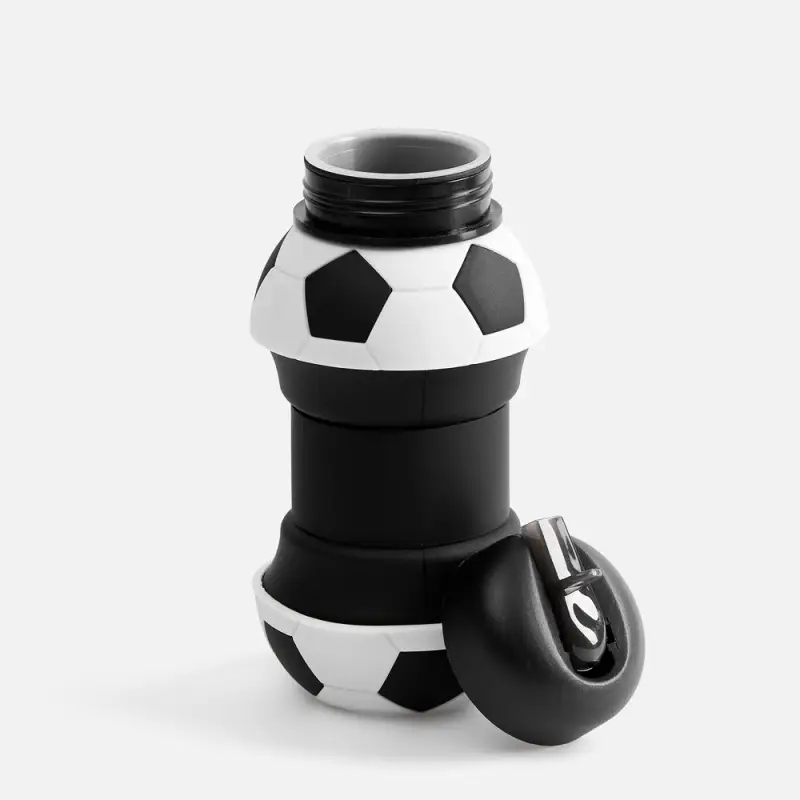 Складная бутылка для воды Football Flex, белая с черным Складная бутылка для воды Football Flex, белая с черным