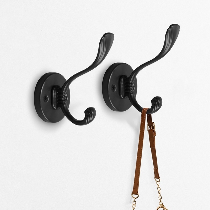 Крючок мебельный CAPPIO GRACE, двухрожковый, черный Крючок мебельный CAPPIO GRACE, двухрожковый, черный