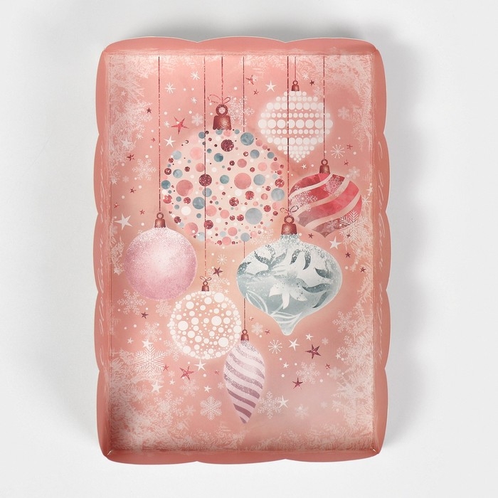 Коробка подарочная с PVC крышкой &laquo;Нежно-розовая&raquo;, 20 х 30 х 8 см, Новый год