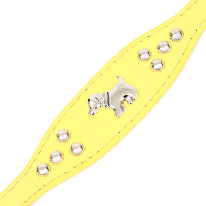 Ошейник-селедка со щенком, 29-32 х 2,5 см, искусственная кожа, желтый