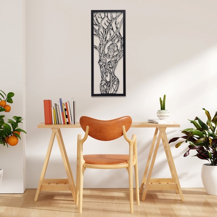 Декорация настенная для интерьера, панно на стену из дерева Декорация настенная для интерьера, панно на стену из дерева "Дерево-девушка", 72 х 32 см