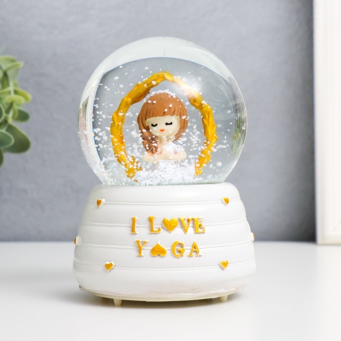 Сувенир полистоун водяной шар свет, музыка Сувенир полистоун водяной шар свет, музыка "Девочка занимается йогой" МИКС 12х8х8 см