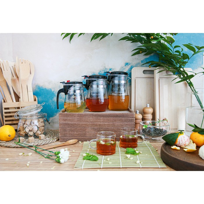 Чайник стеклянный заварочный Magistro &laquo;Мехико&raquo;, 350 мл, с металлическим ситом, пластиковая колба