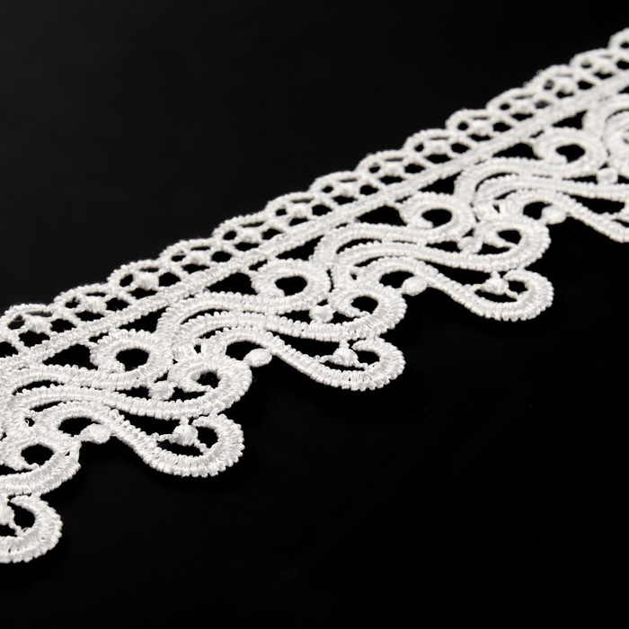 Кружево гипюровое, 45 мм &times; 9 &plusmn; 0,5 м, цвет белый