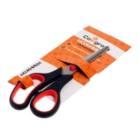 Ножницы канцелярские 19 см, ручки пластиковые с резиновыми вставками Ножницы канцелярские 19 см, ручки пластиковые с резиновыми вставками