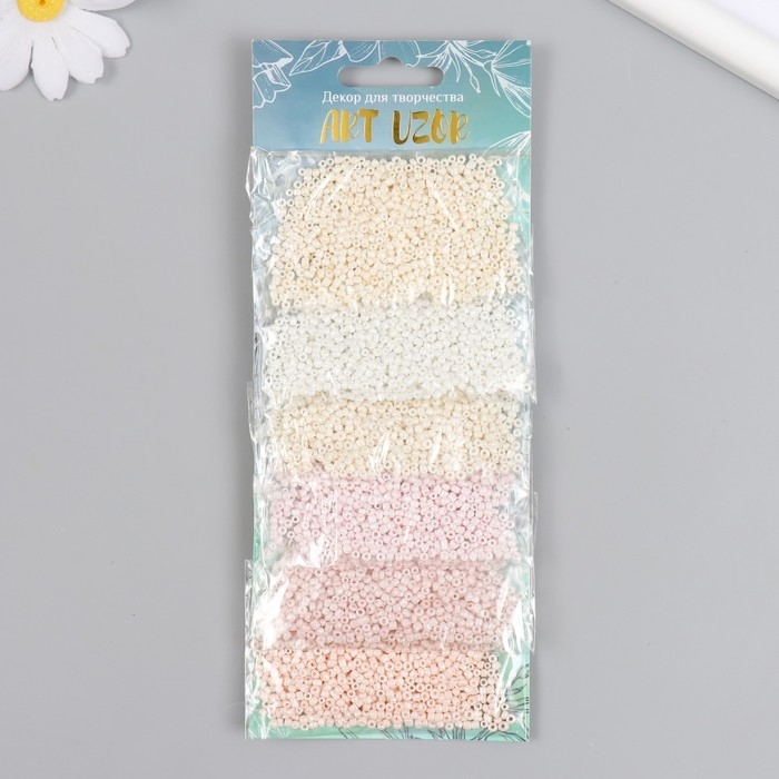 Бисер круглый 12/0 Бисер круглый 12/0 "Облако" жемчужные 6 цветов х 20 гр 20х8 см