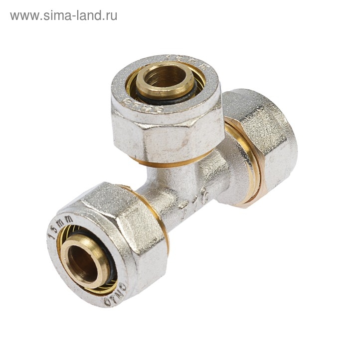 Тройник OTMO, обжимной, 16 мм, латунь Тройник OTMO, обжимной, 16 мм, латунь