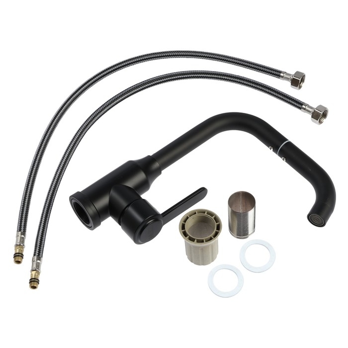 Смеситель для кухни ZEIN Z3702, однорычажный, поворотный излив высотой 20 см, черный Смеситель для кухни ZEIN Z3702, однорычажный, поворотный излив высотой 20 см, черный