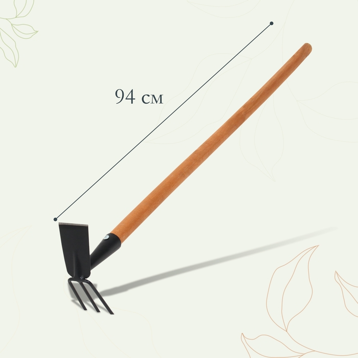 Мотыга комбинированная, лезвие 8 см, деревянный черенок 94 см, &laquo;Флора Премиум&raquo;