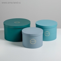 Набор шляпных коробок для цветов 3 в 1, упаковка подарочная, &laquo;Бирюза&raquo;, 18 х 13 см - 25 х 15 см