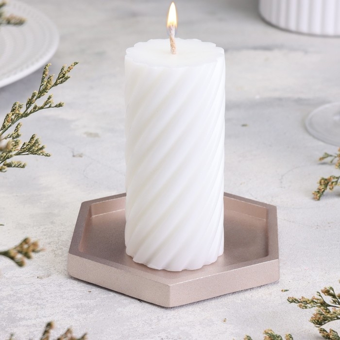 Подсвечник Подсвечник "Шестигранник. Мрамор" из гипса,9,7х11,3х1см,шампань