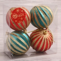 Набор шаров пластик d-8 см, 4 шт "Марианн" микс