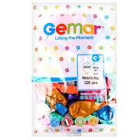 Шар латексный 10", металл, набор 100 шт., цвета МИКС