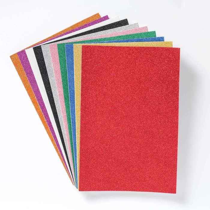 Набор для творчества Набор для творчества "Декор пенка с блёстками", самоклеящаяся, 10 листов, 10 цветов