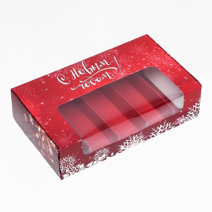 Новый год. Кондитерская упаковка под 5 эклеров Новый год. Кондитерская упаковка под 5 эклеров "Снежинки", 25,2 х 15 х 6,6 см