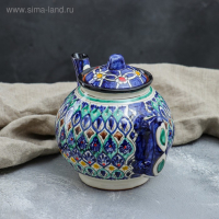 Чайник Риштанская Керамика "Узоры", 1000 мл, синий