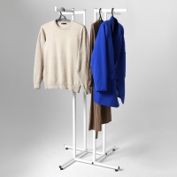 Вешала четырёхстороннее, напольное, регулируемая с четырьмя прямыми кронштейнами 86&times;86&times;120-180 см, цвет белый
