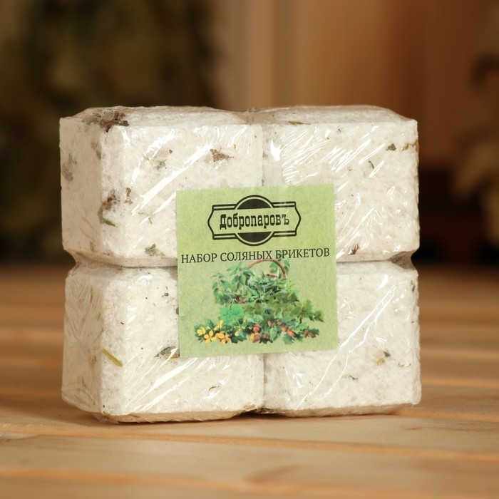 Соляной брикет набор 4 шт Соляной брикет набор 4 шт "Чистотел, крапива, береза, дуб" по 200 гр "Добропаровъ"