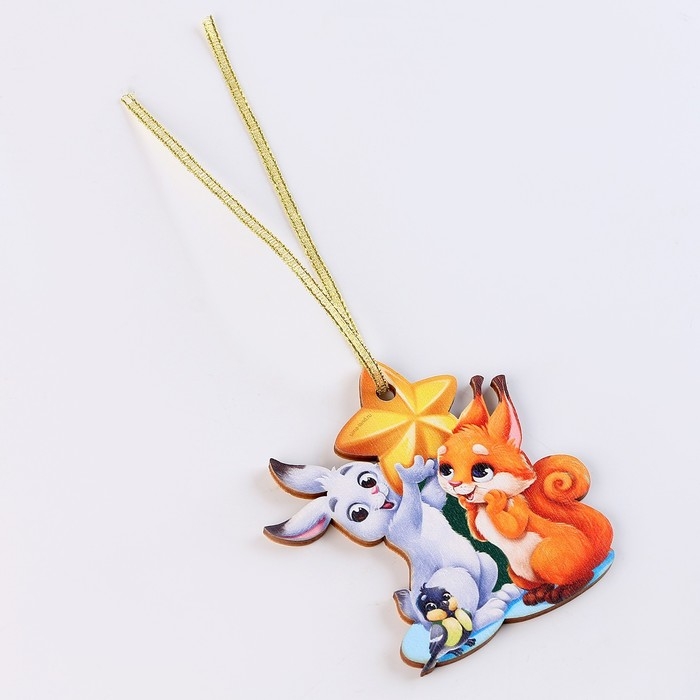 Ёлочная игрушка - подвеска деревянная «Новый год! Зверята» Ёлочная игрушка - подвеска деревянная «Новый год! Зверята»