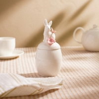 Банка для хранения сыпучих продуктов SL Home &laquo;Лесные кролики&raquo;, 220 мл, 7,5&times;16 см, цвет белый