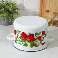 Кастрюля эмалированная цилиндрическая &laquo;Клубничная поляна&raquo;, 4,5 л