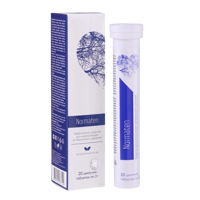 Таблетки шипучие Normaten при артериальном давлении, 20 шт. Таблетки шипучие Normaten при артериальном давлении, 20 шт.