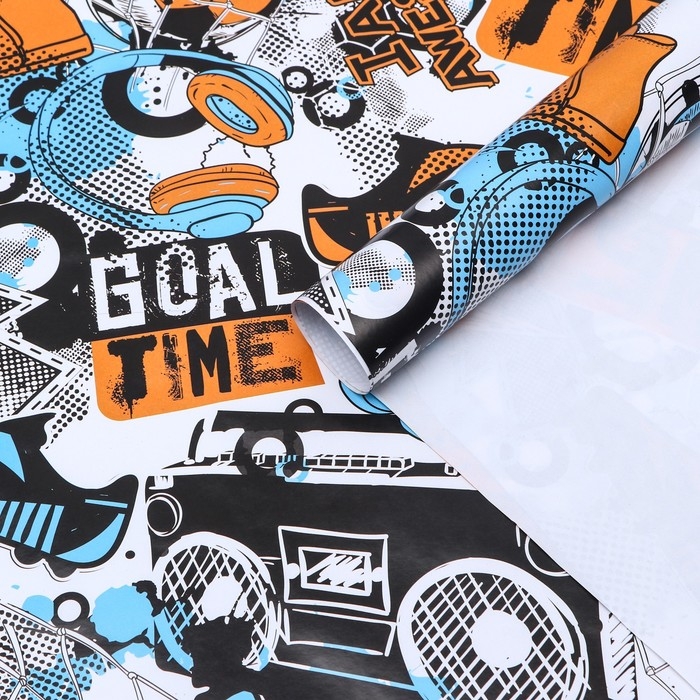 Бумага упаковочная глянцевая Футбол", 70 &times; 100 см,1 лист