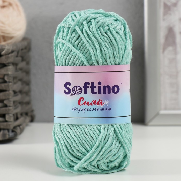 Пряжа светящаяся 100% лавсан Пряжа светящаяся 100% лавсан "Сияй" 50 гр 50 м бирюзовая