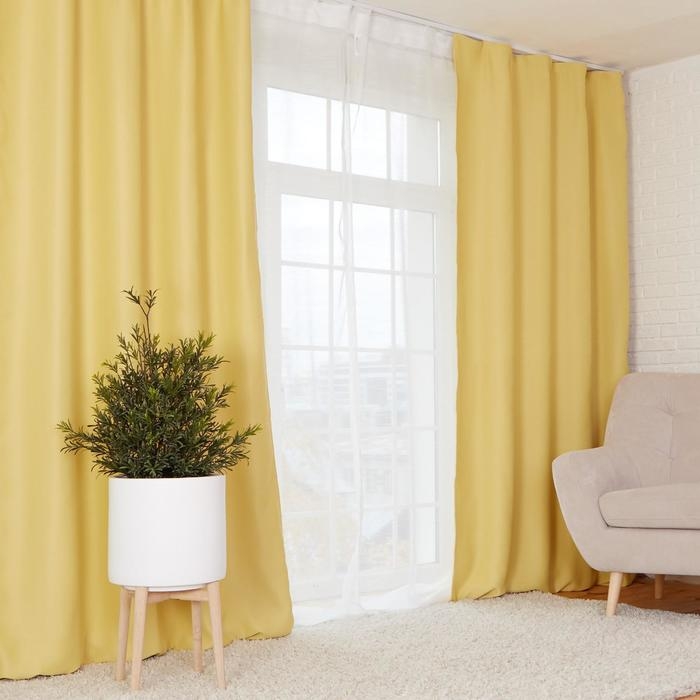 Штора портьерная &laquo;Этель&raquo; 200х250, цвет жёлтый, блэкаут