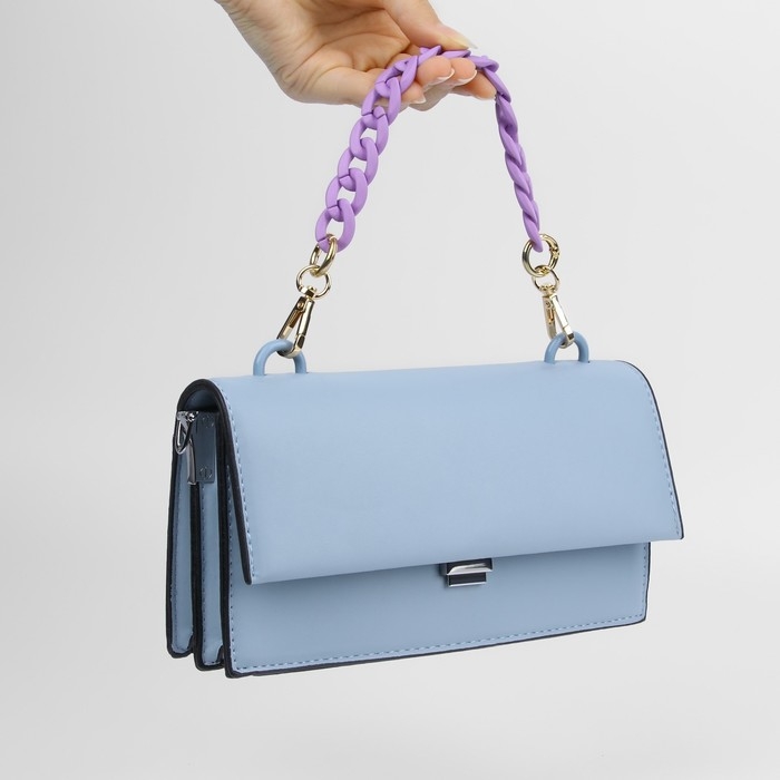 Цепочка для сумки, с карабинами, пластиковая, 23 &times; 17 мм, 30 см, цвет сиреневый/золотой