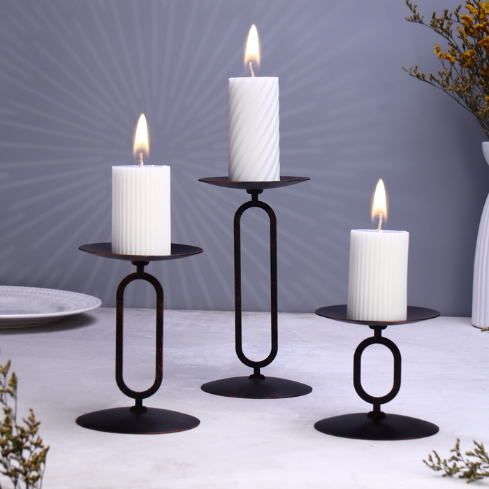 Набор подсвечников 10х20; 10х15; 10х10 см, чёрный Набор подсвечников 10х20; 10х15; 10х10 см, чёрный