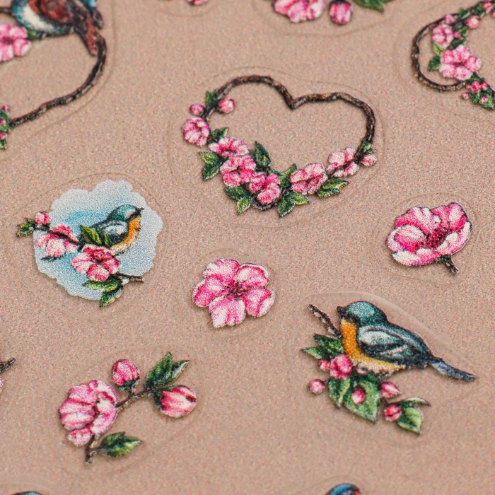 Наклейки для ногтей «Романтика», объёмные, цвет розовый/серый Наклейки для ногтей «Романтика», объёмные, цвет розовый/серый