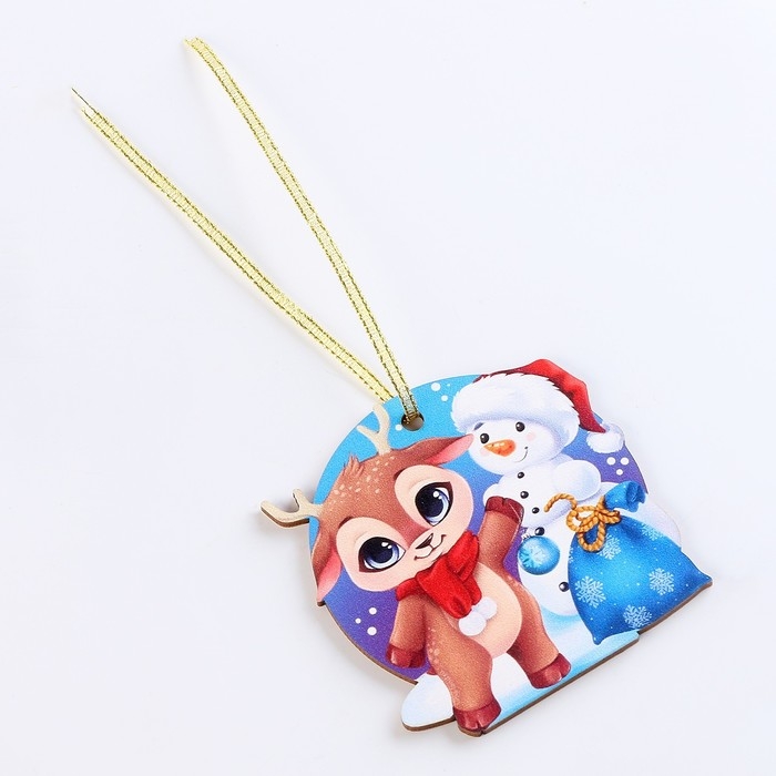 Ёлочная игрушка - подвеска деревянная «Новый год! Оленёнок» Ёлочная игрушка - подвеска деревянная «Новый год! Оленёнок»