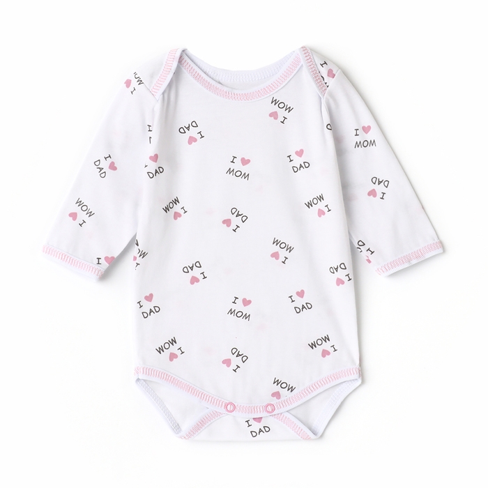 Боди детское с длинным рукавом, цвет белый, рост 80