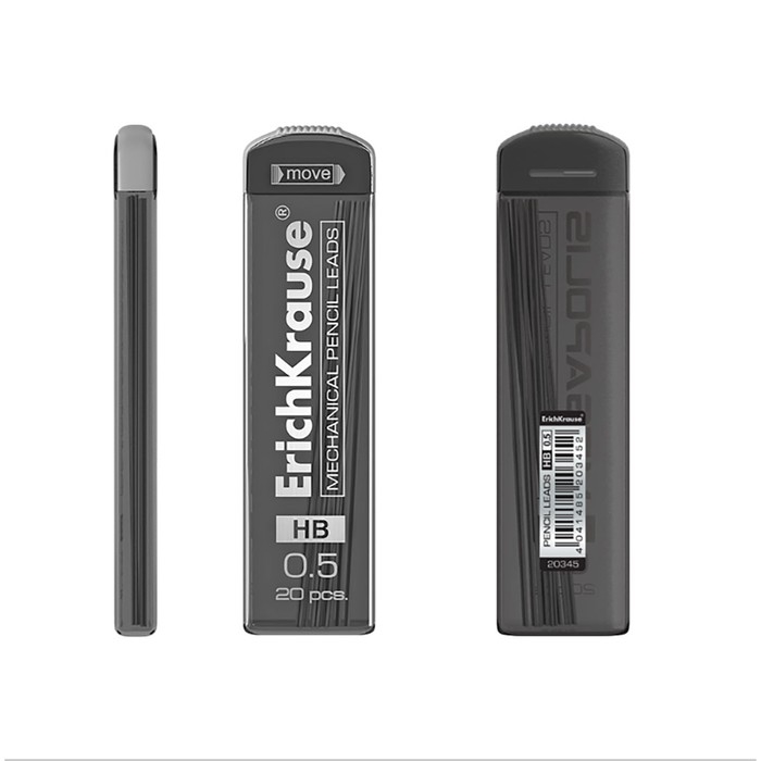 Набор грифелей для механических карандашей 20 штук, Erich Krause "Megapolis Concept", НВ, грифель d=0,5 мм, пластиковый корпус