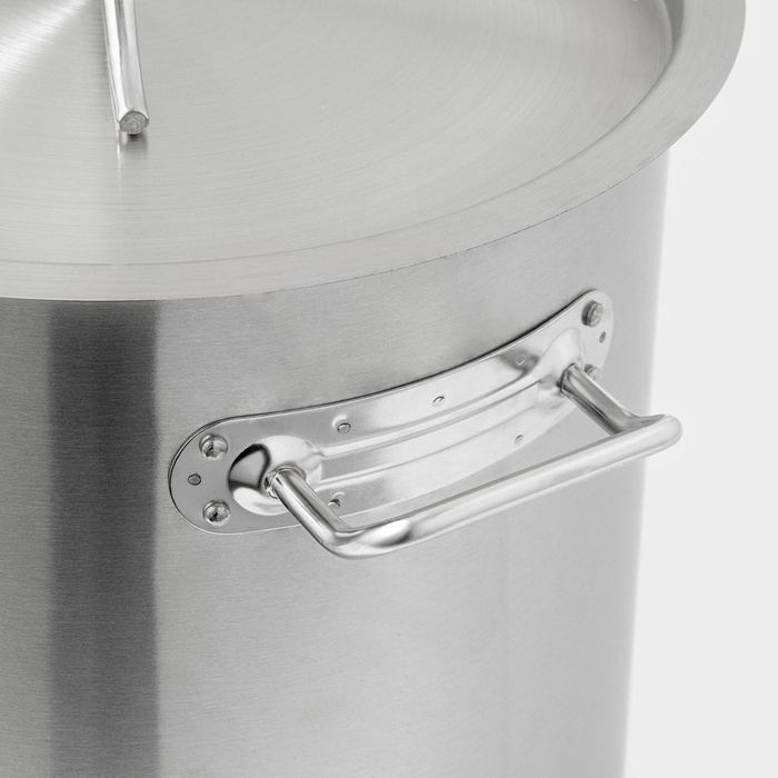 Кастрюля из нержавеющей стали Hanna Kn&ouml;vell HoReCa, 30 л, толщина 0,8 мм, 201 сталь, дно 3,2 мм, металлическая крышка, с теплораспределительным слоем, индукция