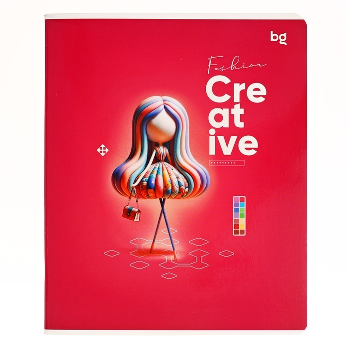 Тетрадь 60 листов, в клетку, на скобе, Fashion creative, обложка мелованный картон, глянцевая ламинация, МИКС