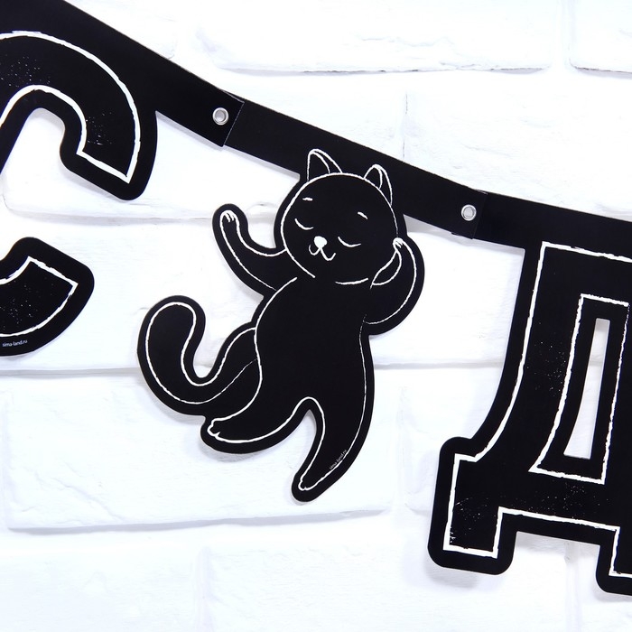 Гирлянда на люверсах с украшениями 5 шт. &laquo;С Днем рождения!&raquo;, черно-белый, длина 246 см