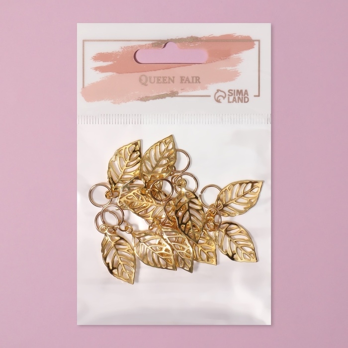 Пирсинг для волос «Листочки», 3,9 × 1,4 см, 10 шт, цвет золотистый Пирсинг для волос «Листочки», 3,9 × 1,4 см, 10 шт, цвет золотистый