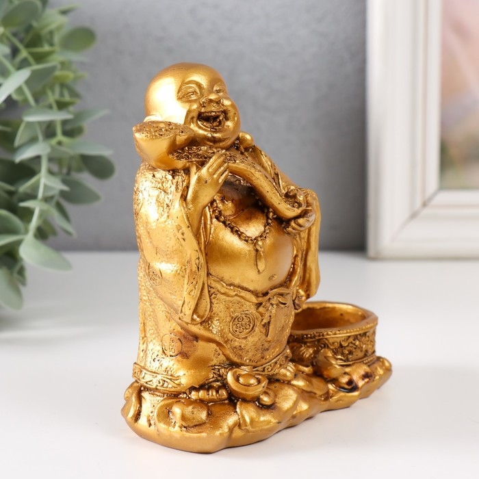 Сувенир полистоун подсвечник на 1 свечу d=3,7 см Сувенир полистоун подсвечник на 1 свечу d=3,7 см "Денежный Хотей" 12х6х12 см