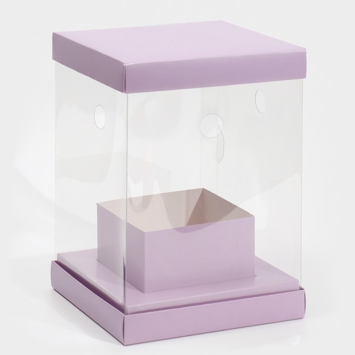 Коробка подарочная для цветов с вазой и PVC окнами складная, упаковка, &laquo;Лаванда&raquo;, 16 х 23 х 16 см