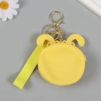 Брелок кошелёк с карабином, ремешком силикон "Зайка в очках" 3,5х9х9 см