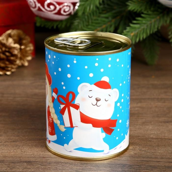 Копилка-банка металл Копилка-банка металл "С Новым Годом. Дед Мороз" 7,3х9,5 см