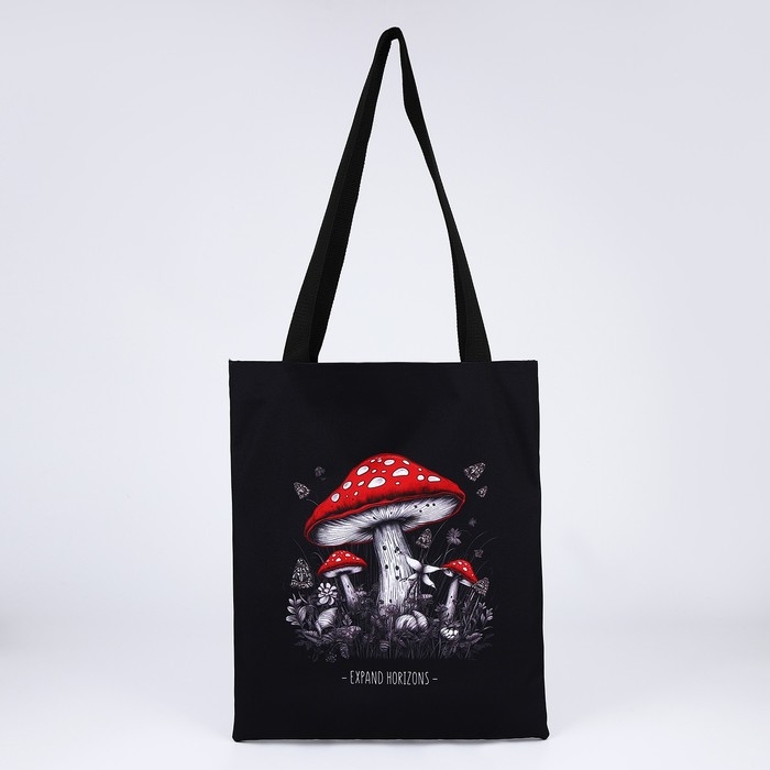 Сумка шопер &laquo;Расширяй горизонты&raquo;, 35х0.5х40 см, отд без молнии, без подклада, чёрная