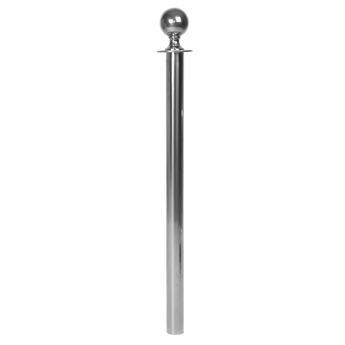 Стойка ограждения серебряная Calligrata, высота-95см, диаметр 5,1см, напольный диаметр-32см